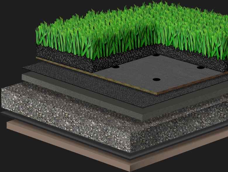 Cross-section of artificial turf